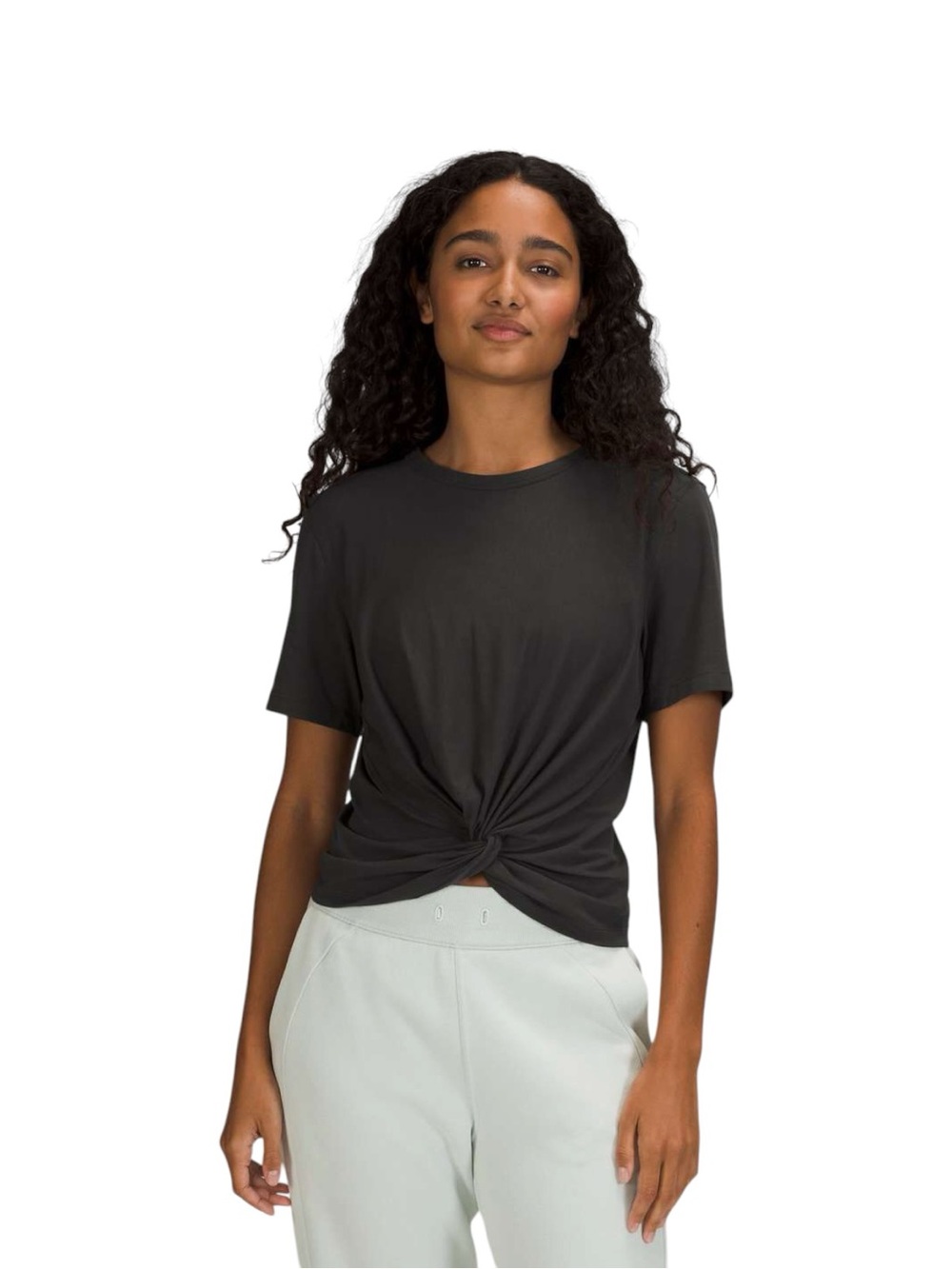 Lululemon Crescent Twist-Front Tee in Black Size M EUC